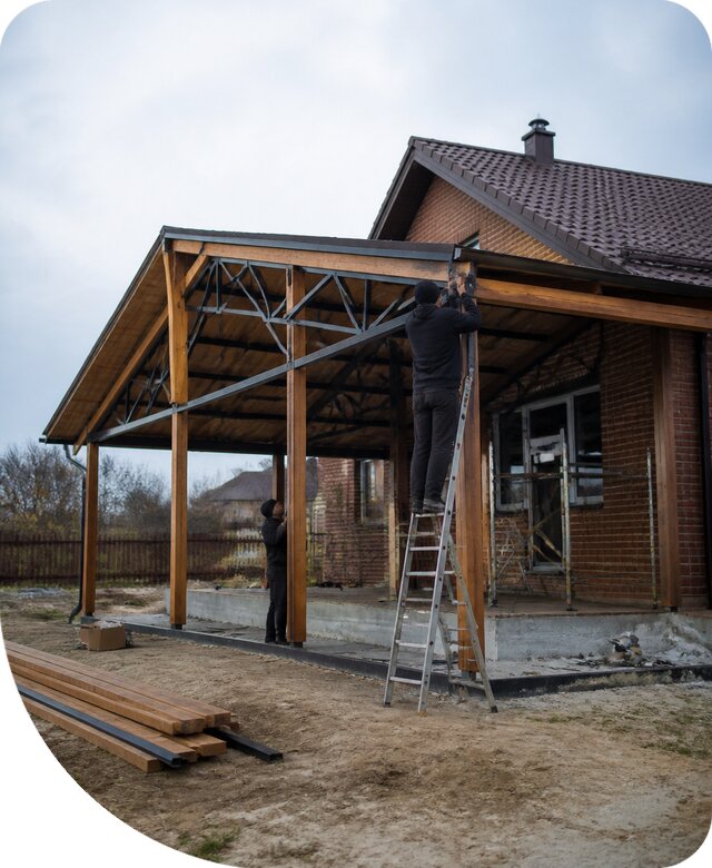 Пристройка навеса к дому и участку в Северодвинске под ключ